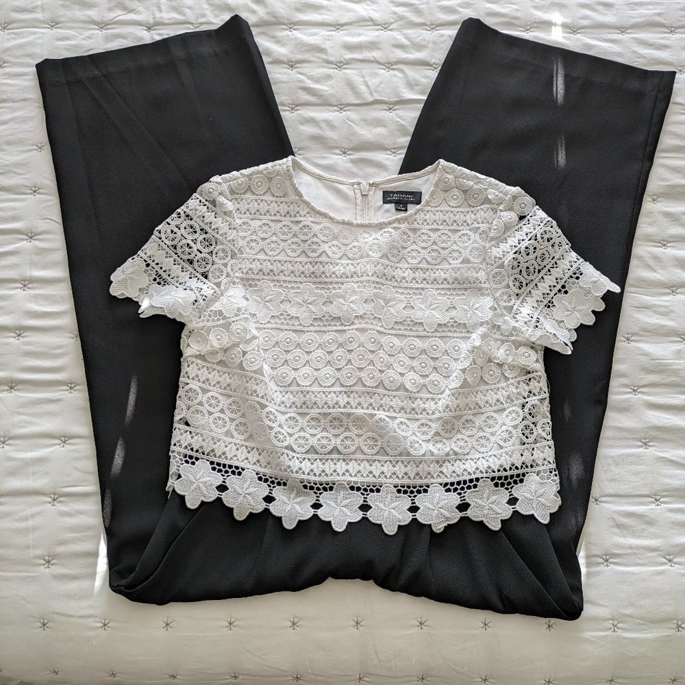 Tahari black & white jumpsuit romper very elegant size 6